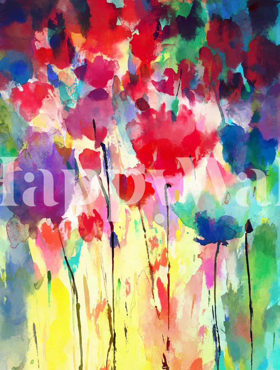 Colorful abstract floral watercolor wallpaper with vibrant hues