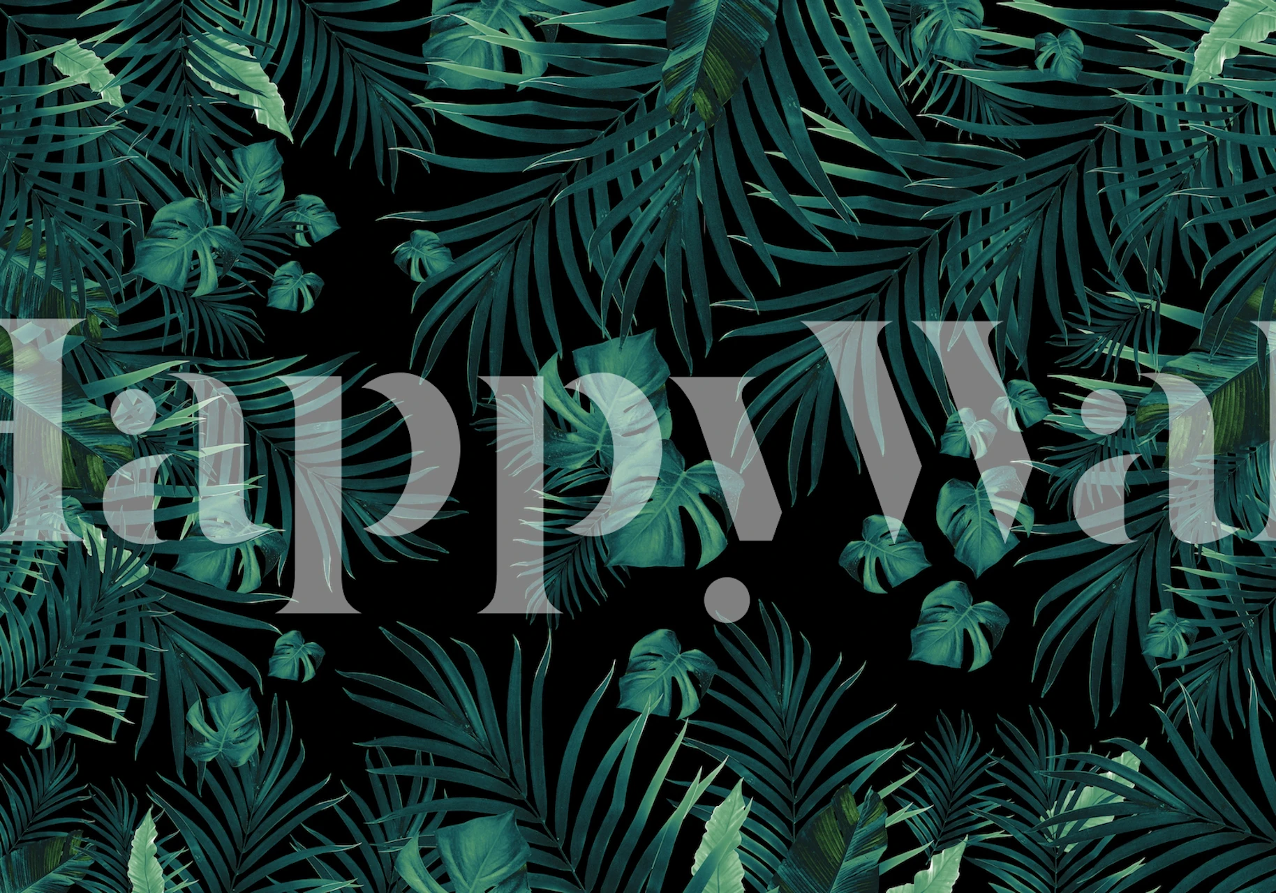 Tropical jungle leaves in dark green shades, creating a mysterious night-time atmosphere.