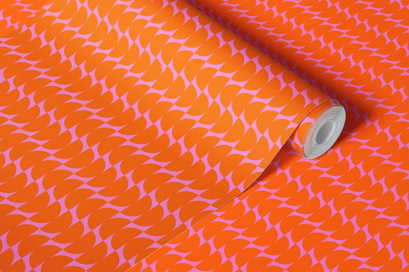 Pink and Orange Shapes Pattern wallpaper roll