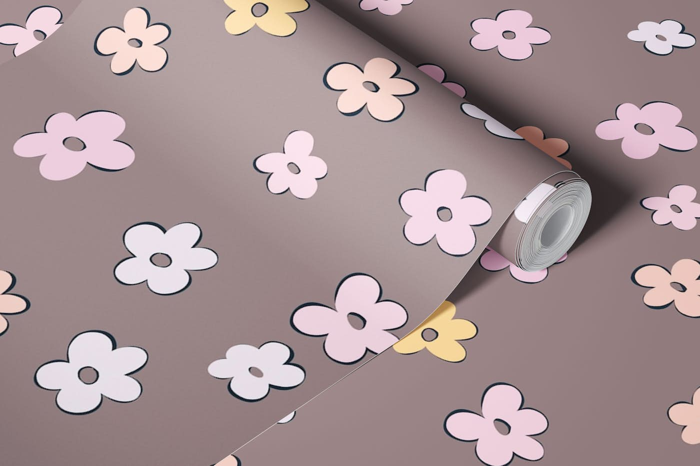 Cute Retro Daisies Pattern 5 wallpaper roll