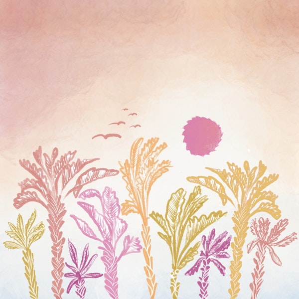 Windy Sunset Palm Trees Dance