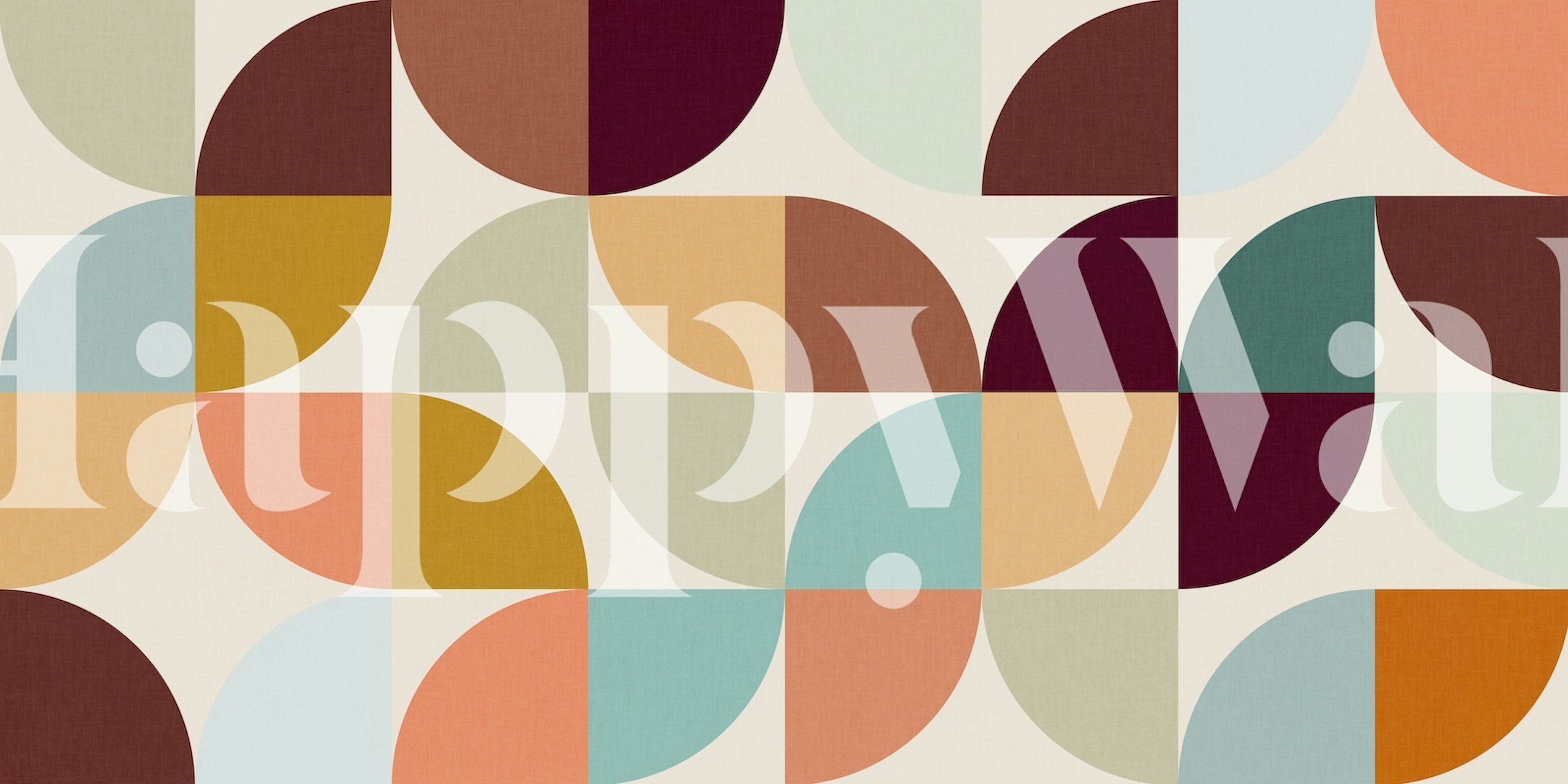 Mid Century Geometric Bauhaus Pastel wall mural with minimalist shapes in soft pastel colors