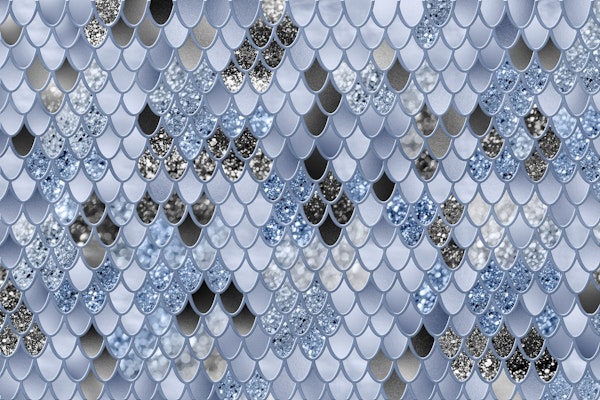 Soft Blue Black Mermaid Scales Glam 1