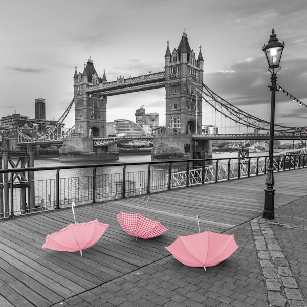 Vibrant Umbrellas by Tower Bridge