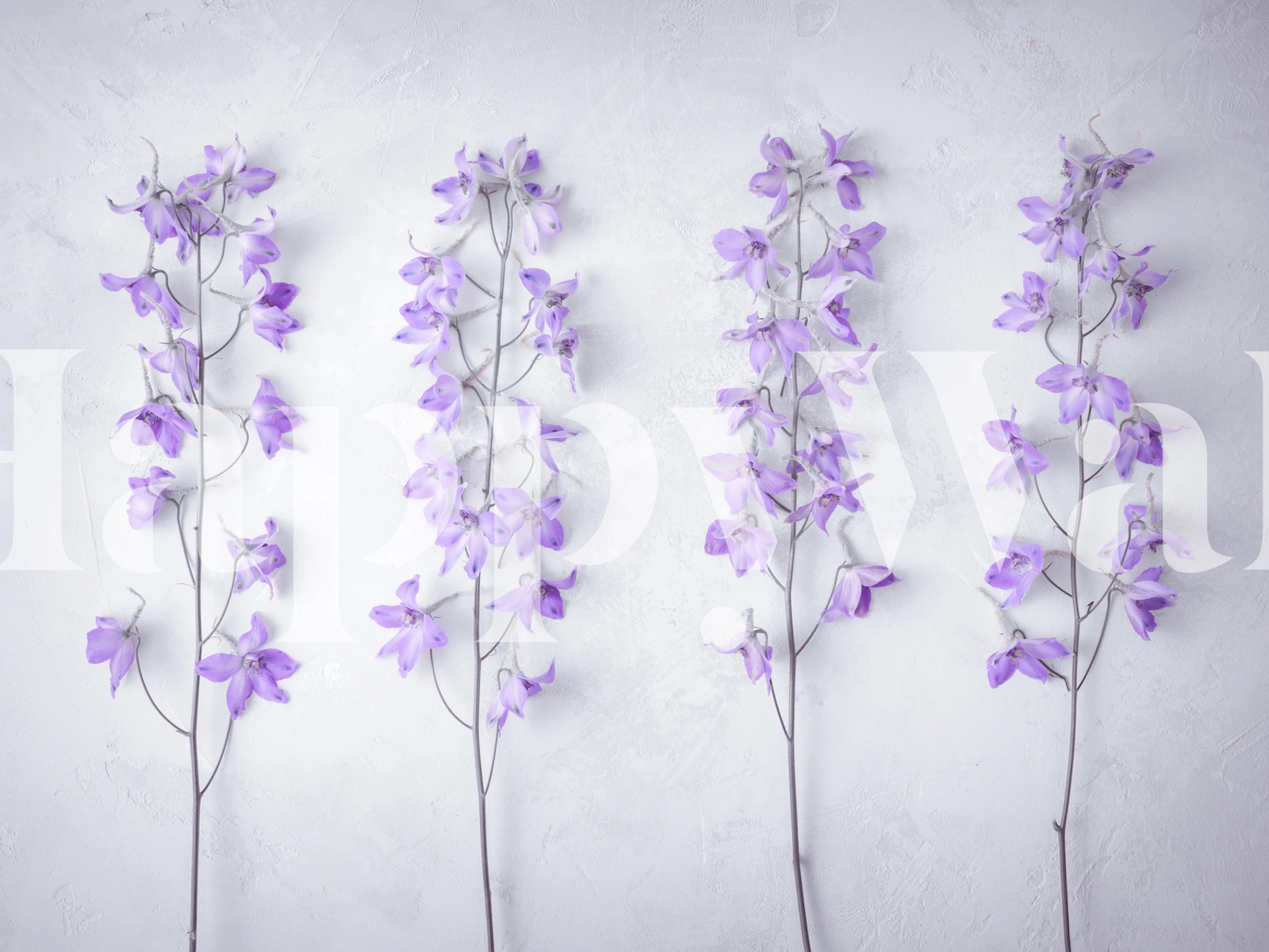 Purple floral wallpaper featuring delicate flowers and stems