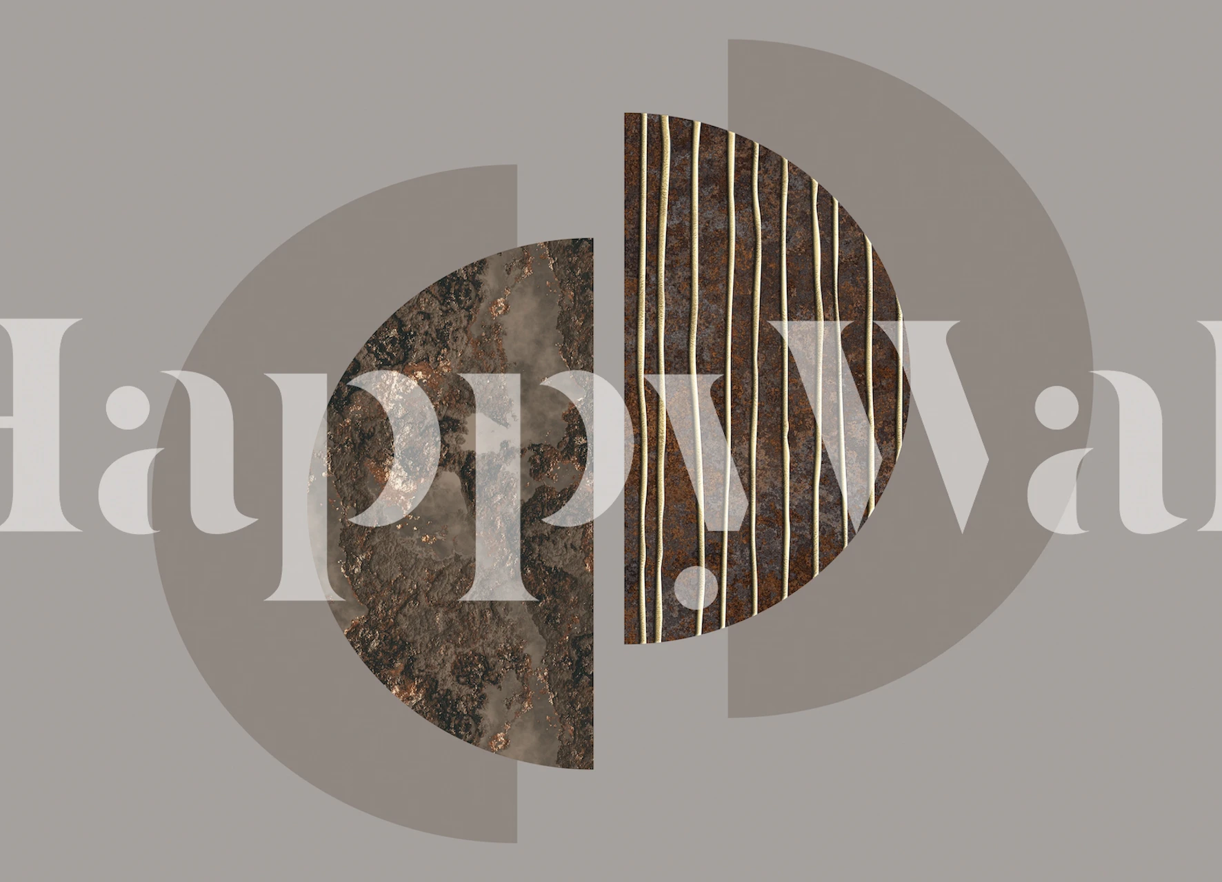 Geometric brown shapes with striped and solid elements wallpaper