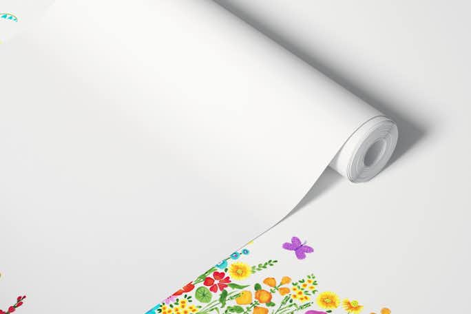 Rainbow Flower gardenwallpaper roll