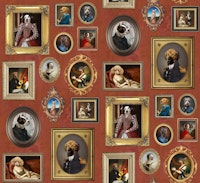 Dog Lovers Portrait Collection in rust orange wallpaper