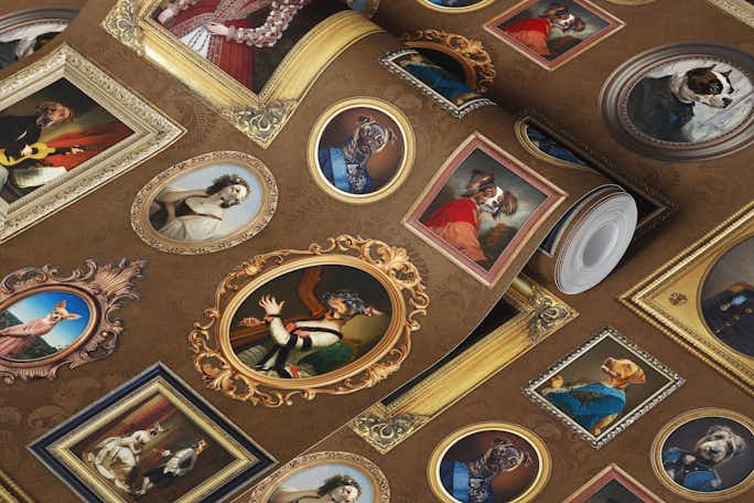 Dog Lovers Portrait Collection in copperwallpaper roll