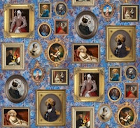 Dog Lovers Portrait Collection in cobalt rust wallpaper
