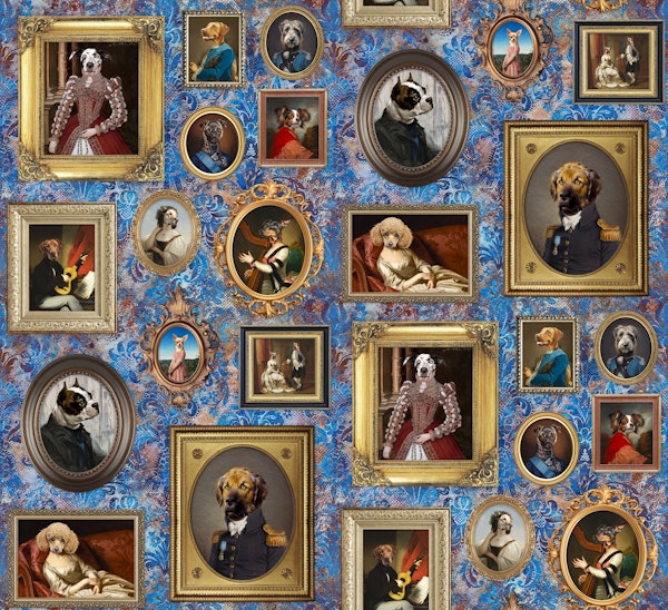 Dog Lovers Portrait Collection in cobalt rust