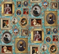 Dog Lovers Portrait Collection in viridian wallpaper