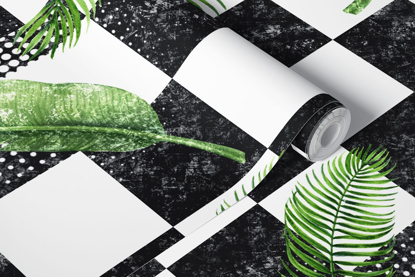 Banana leaves chess wallpaper roll