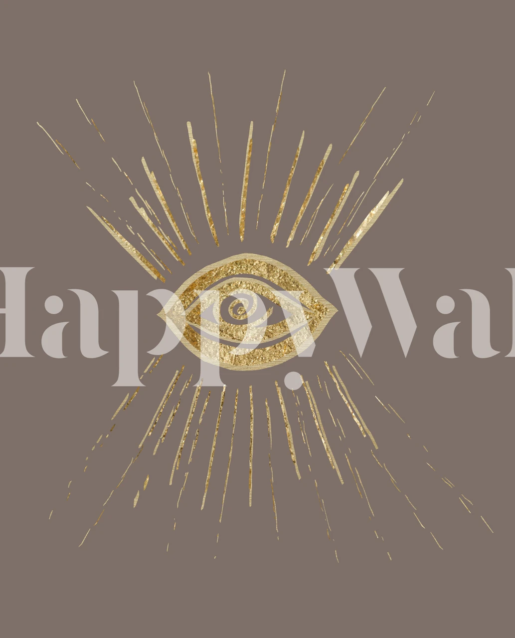 Evil Eye Gold on Brown behang in een kamer