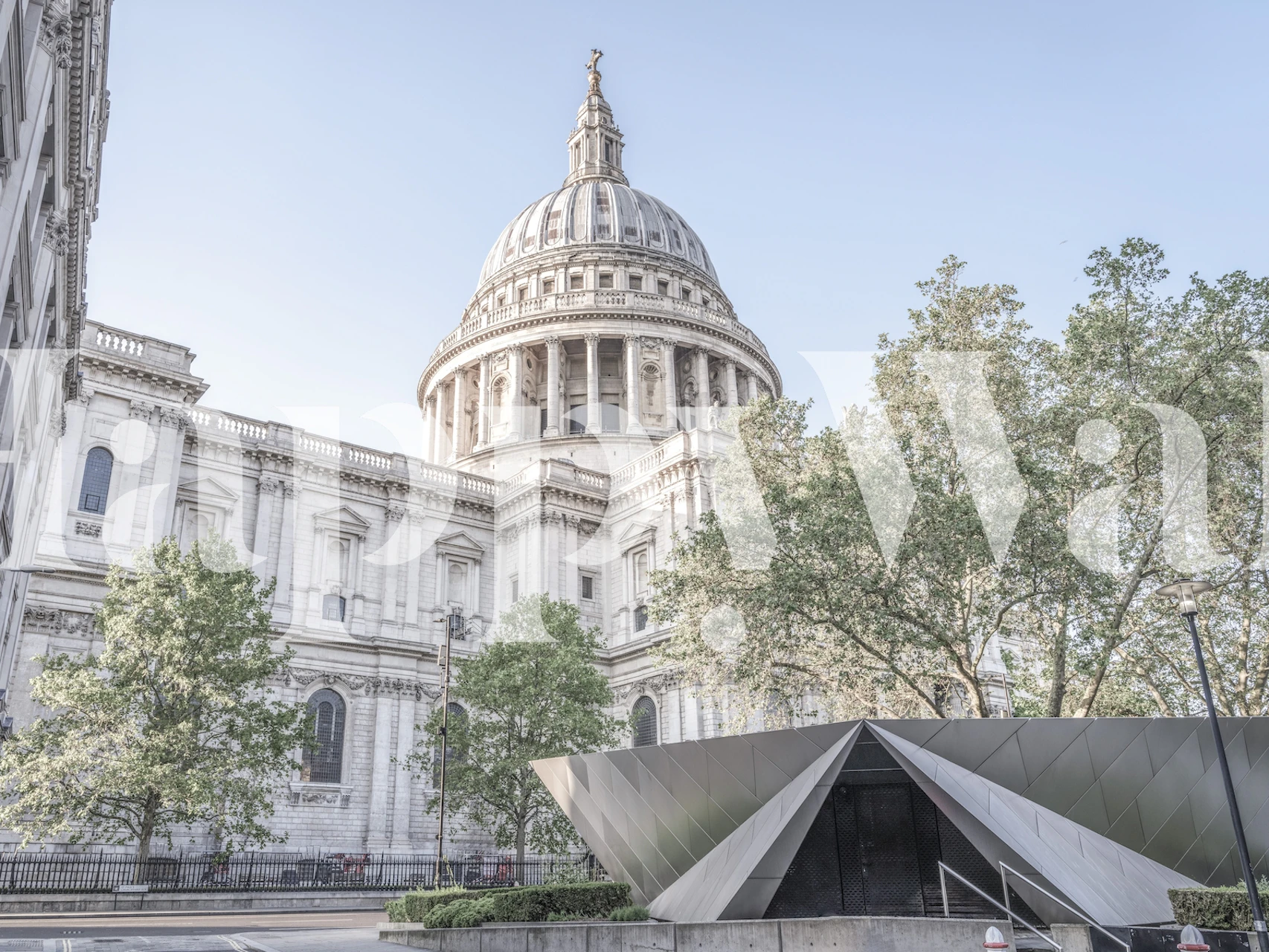 London architecture wallpaper featuring St. Paul's Cathedral and modern geometric elements