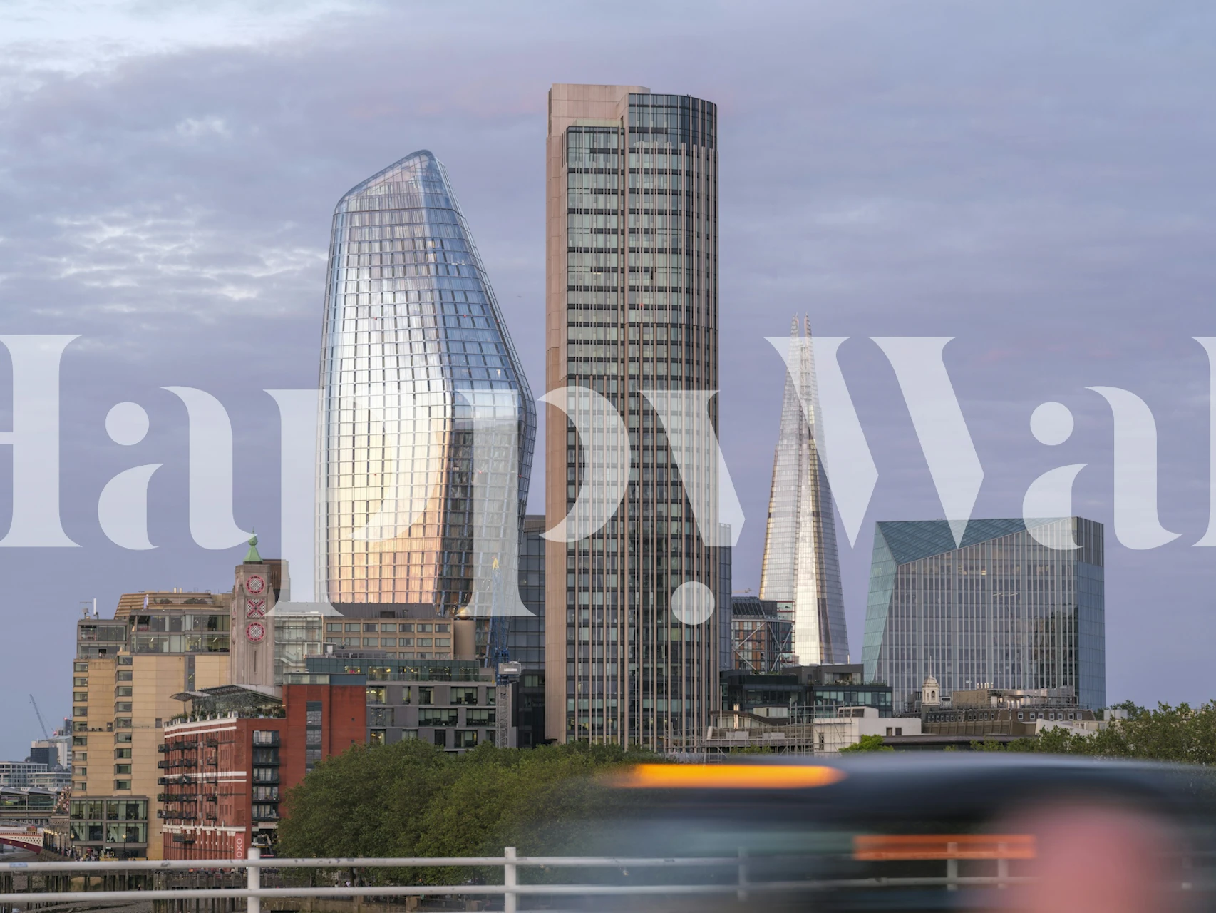 London's urban giants wallpaper in a room