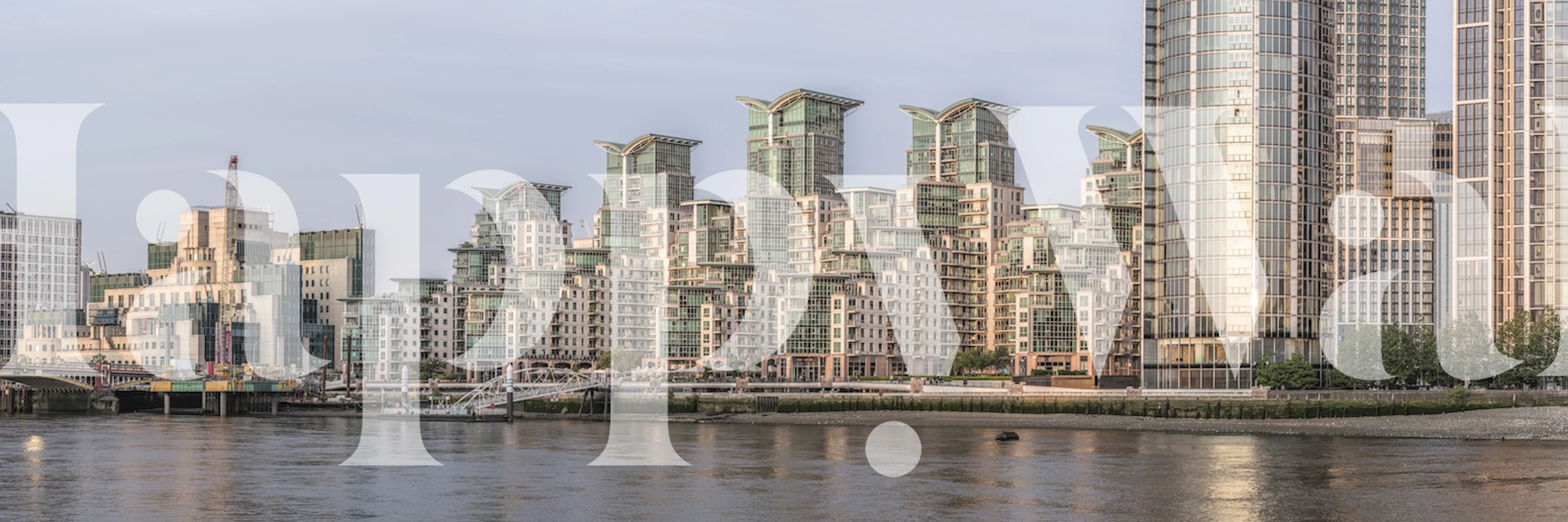 Panoramisk tapet i stadsbilden med utsikt över floden kallad Vauxhall Living