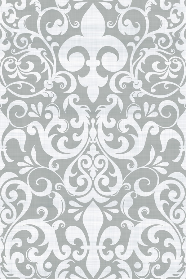 Fleur de Lis Damask French Linen Style Grey