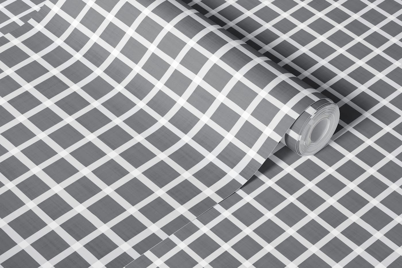 Simple Checker Pattern Grey White wallpaper roll