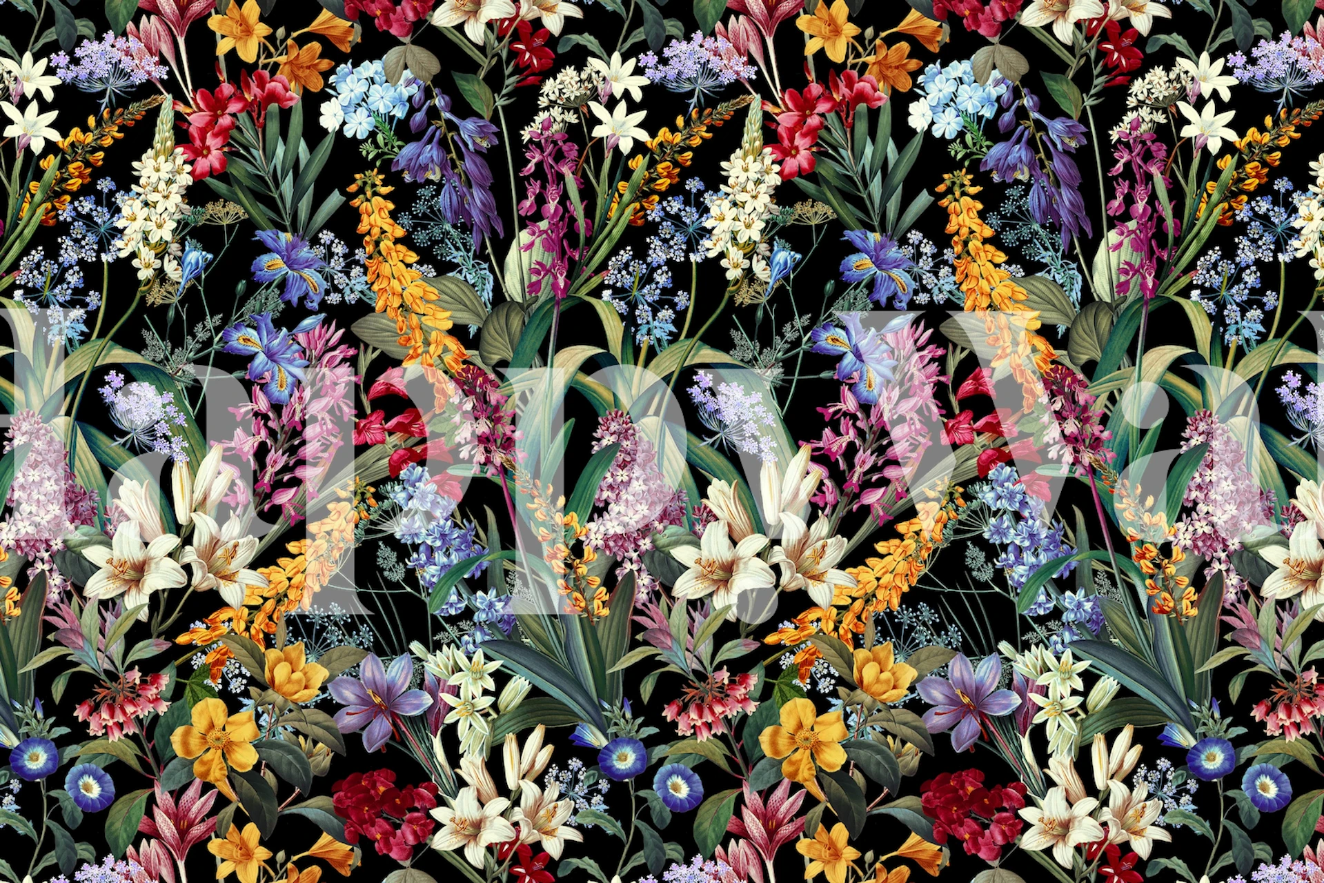 Floral wallpaper design in a room