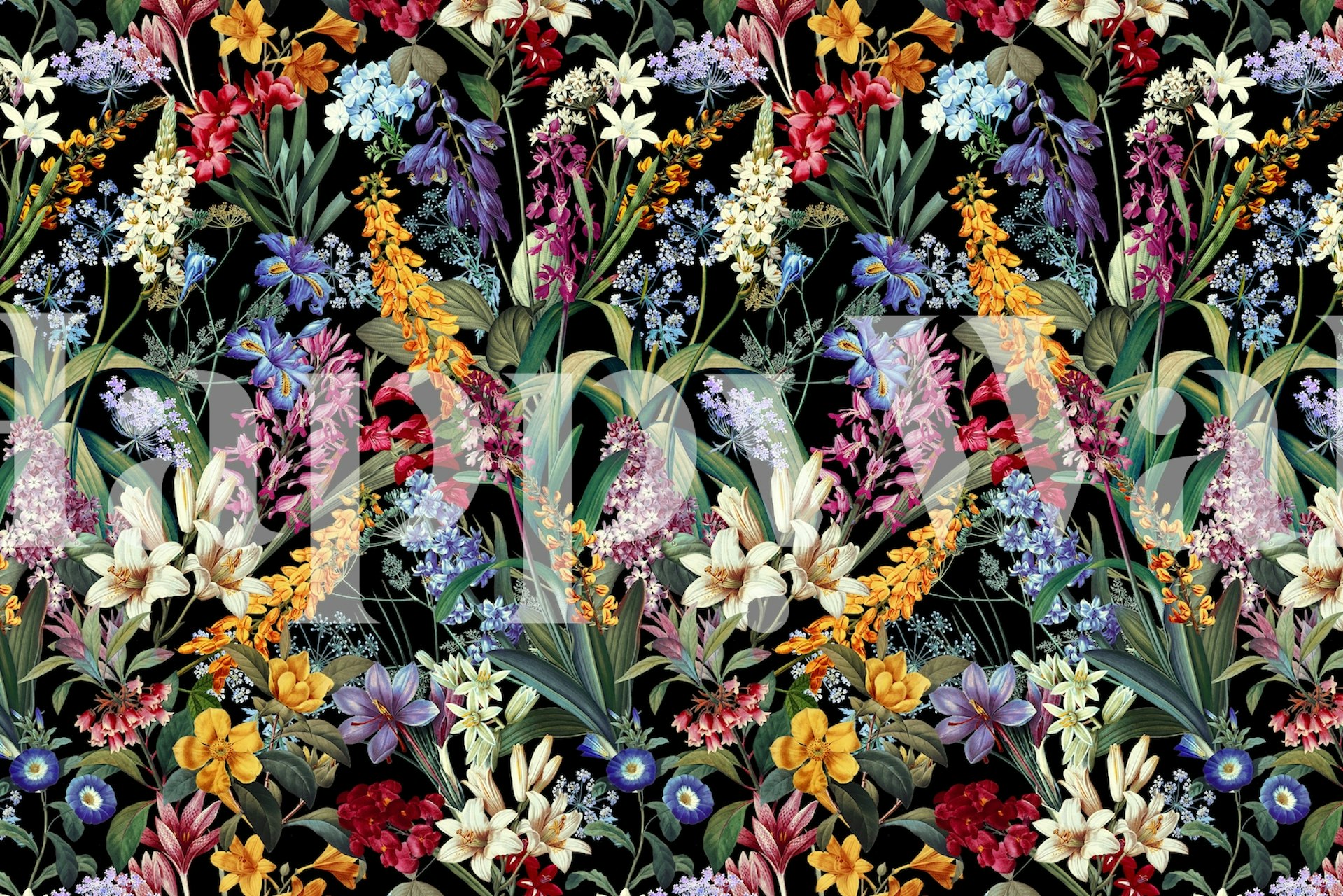 Floral wallpaper design in a room