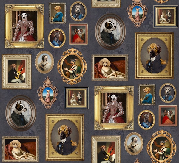 Dog Lovers Portrait Collection in Mauve Grey