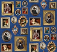 Dog Lovers Portrait Collection in Cobalt Blue wallpaper