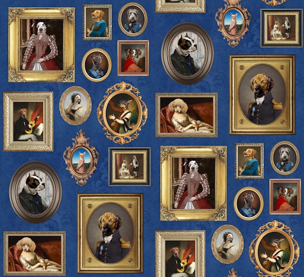Dog Lovers Portrait Collection in Cobalt Blue