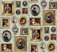 Dog Lovers Portrait Collection in sage mint wallpaper