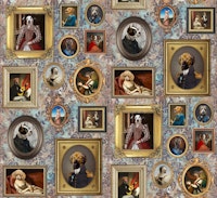 Dog Lovers Portrait Collection in rust blue wallpaper