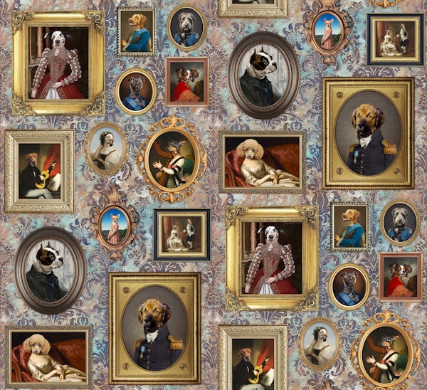 Dog Lovers Portrait Collection in rust blue