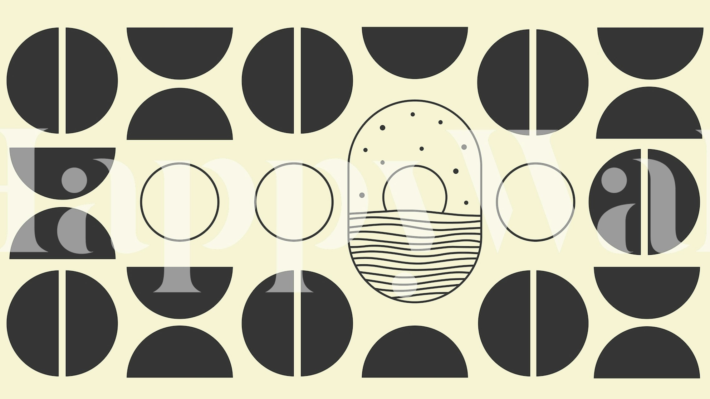 Ταπετσαρία Mid Century Bauhaus Sunrise σε ένα δωμάτιο