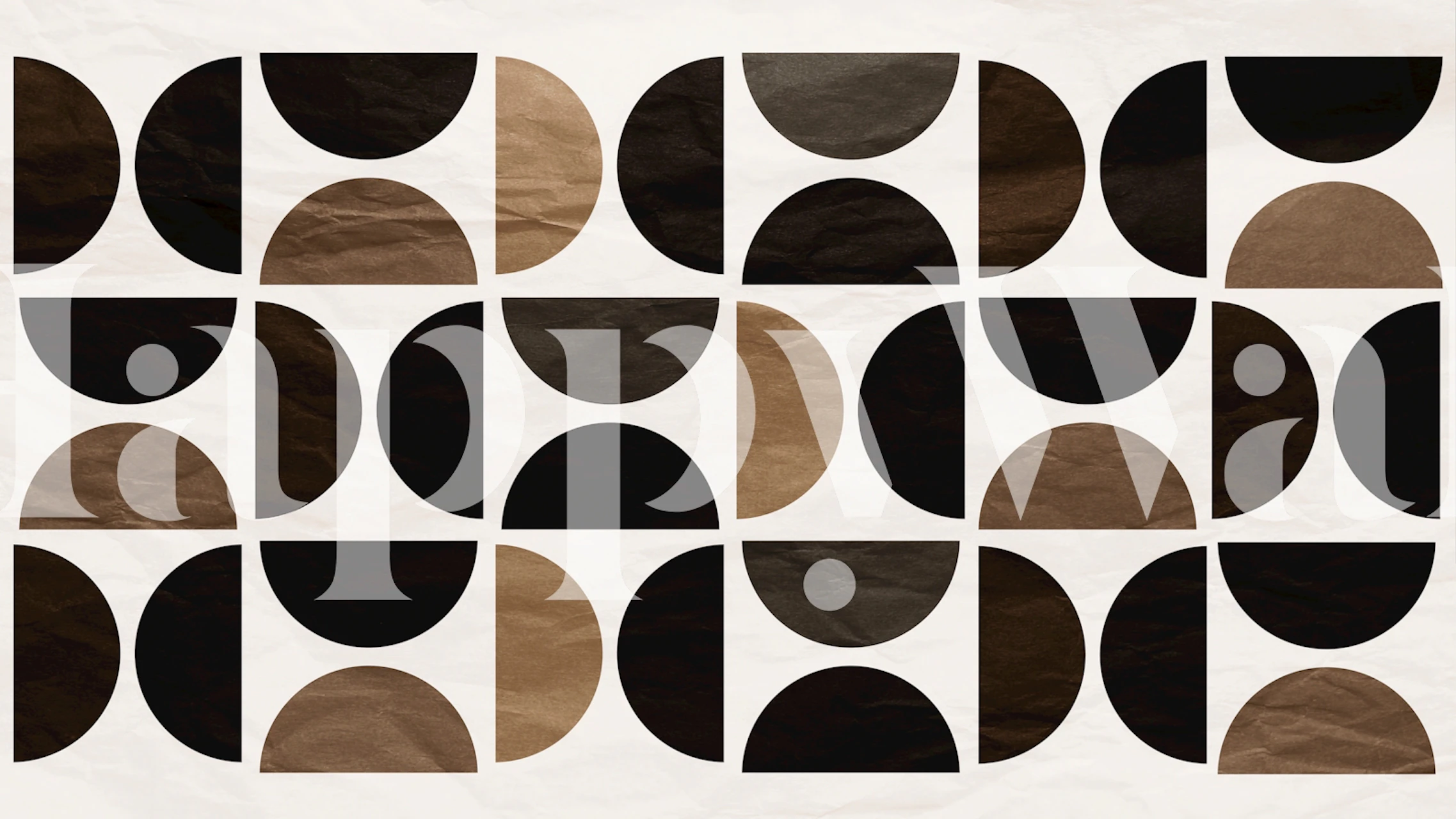 Geometric pattern with black and brown shapes on a cream background wallpaper