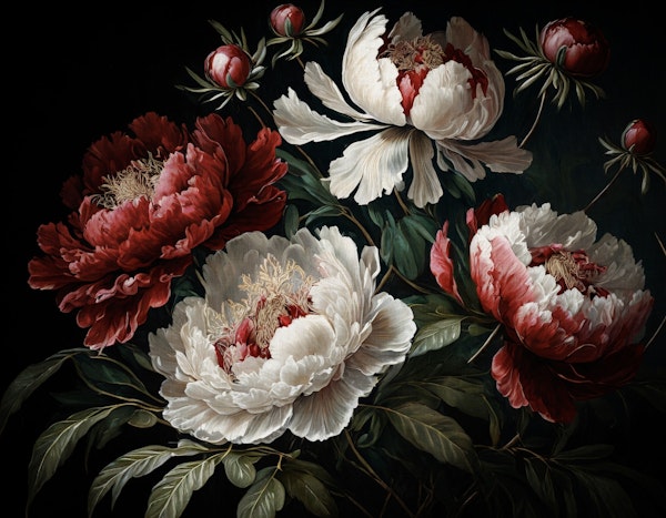 rich baroque peonies