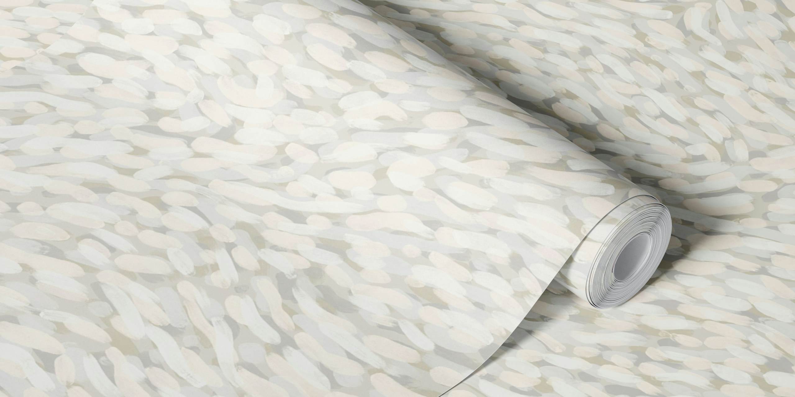 Teksturoitu pellavamainen neutraali seinämaalaus, jossa on virtaava muotoilu