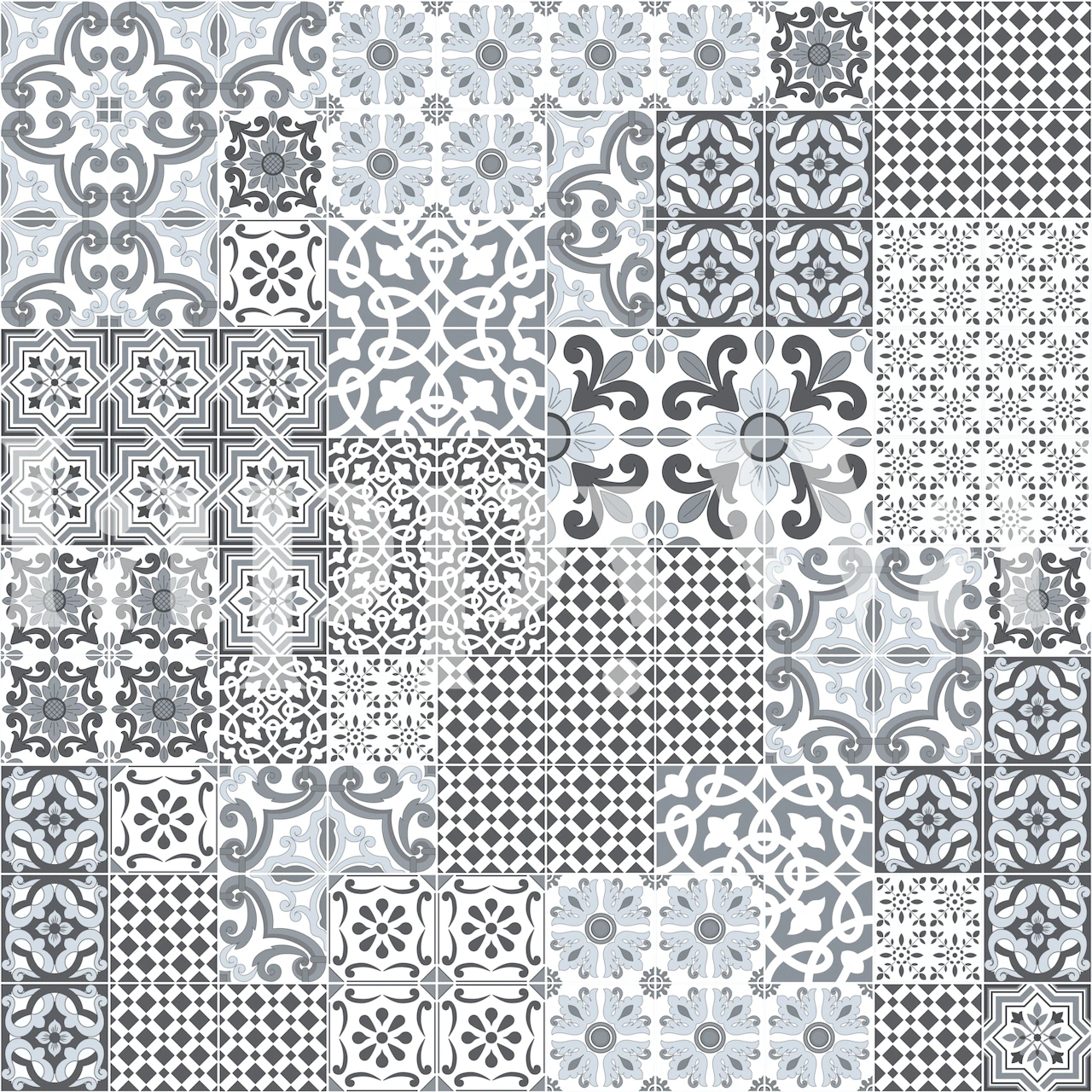 Mediterranean Tiles wallpaper displayed in a room