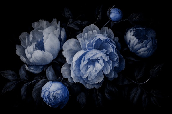 Blue Baroque Night Flowers Garden