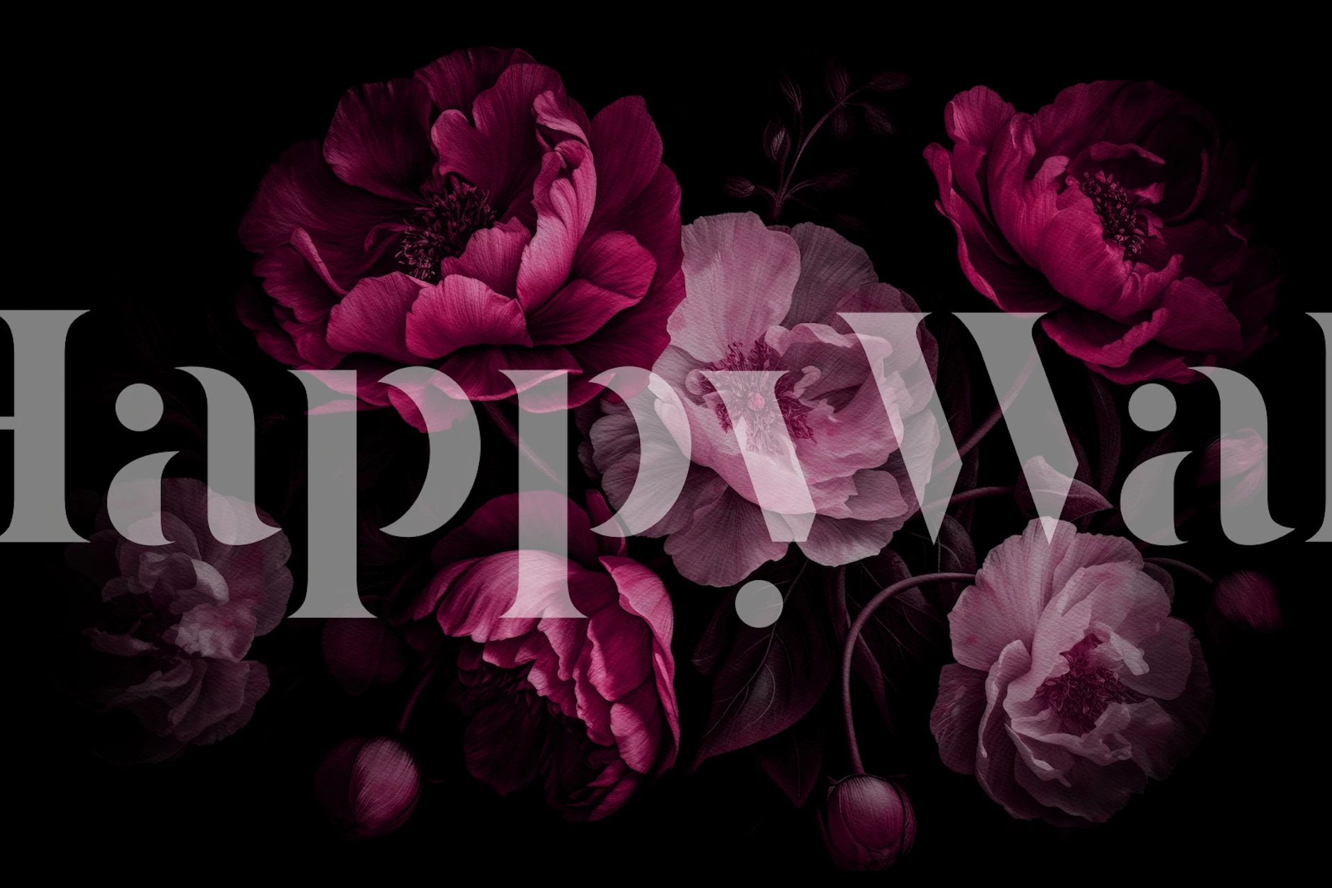 Mørk, overdådig barokke peoner-veggmaleri med humørfylt atmosfære