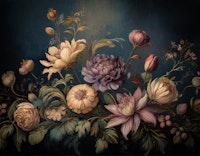 baroque bouquet of flowers ταπετσαρία