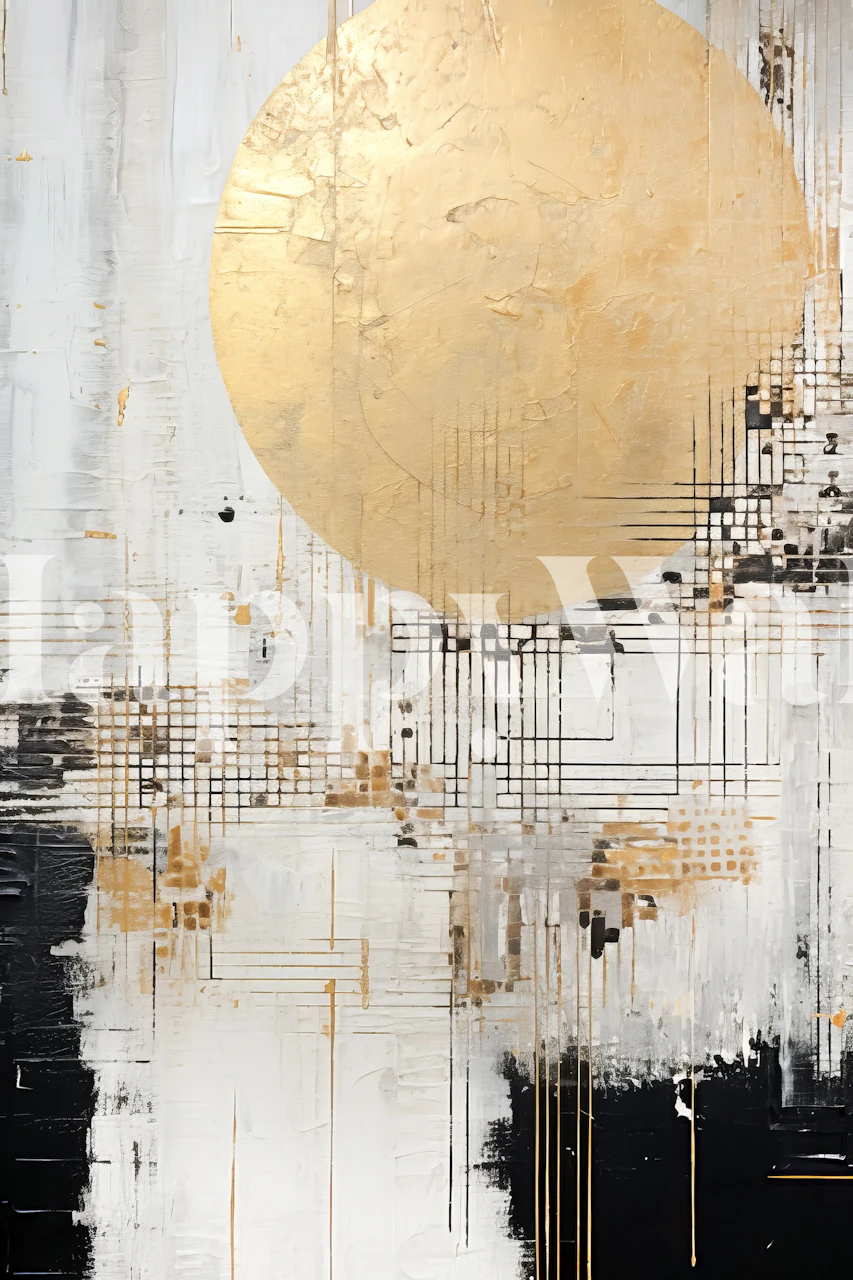 Abstract wall design with gold circle