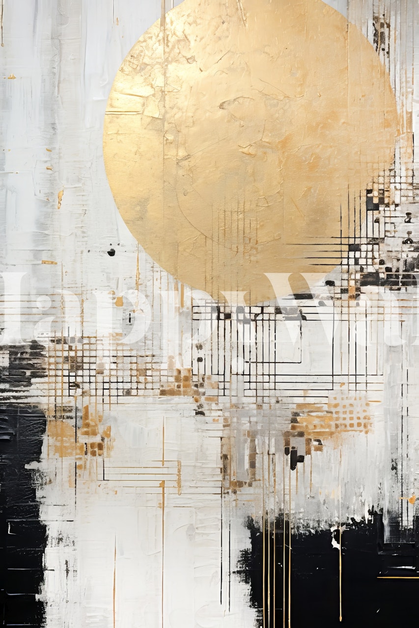 Abstract wall design with gold circle