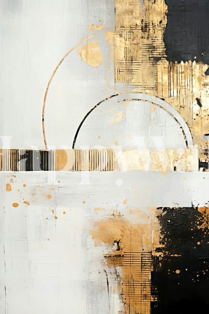 Abstract black and gold pattern with geometric shapes wallpaper