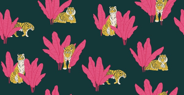 Wandering Tiger - Pink on Charcoal
