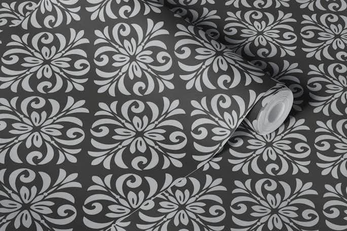 Classic Tile Ornament Pattern Neutral Greywallpaper roll