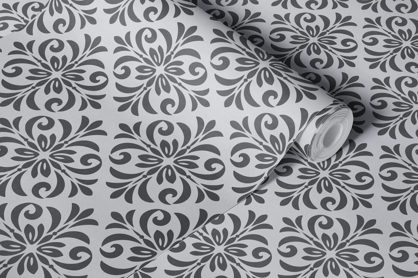 Classic Tile Ornament Pattern Elegant Grey wallpaper roll