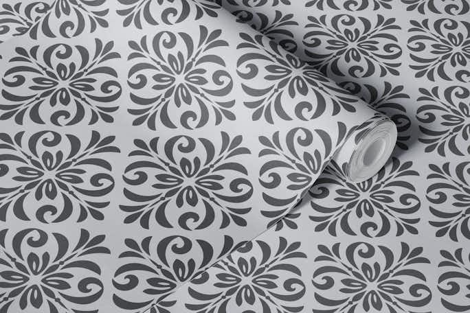 Classic Tile Ornament Pattern Elegant Greywallpaper roll