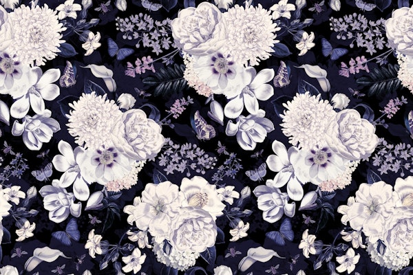 Dark Opulent Midnight Moonlight Peony Garden