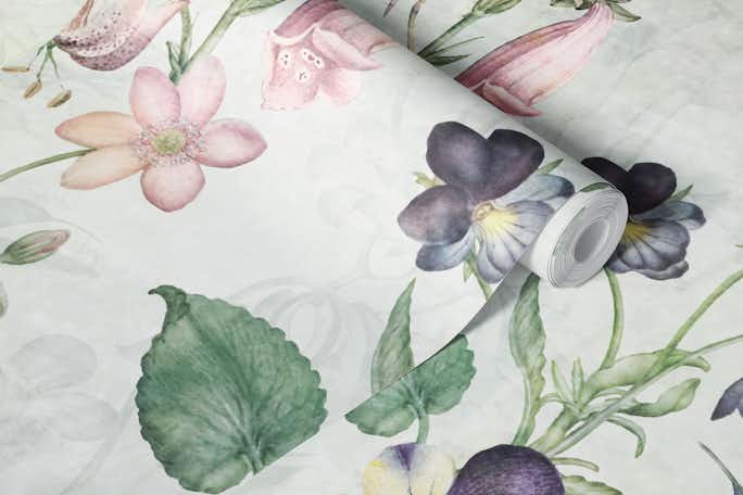 Nostalgic Romantic Vintage Flowers Meadowwallpaper roll