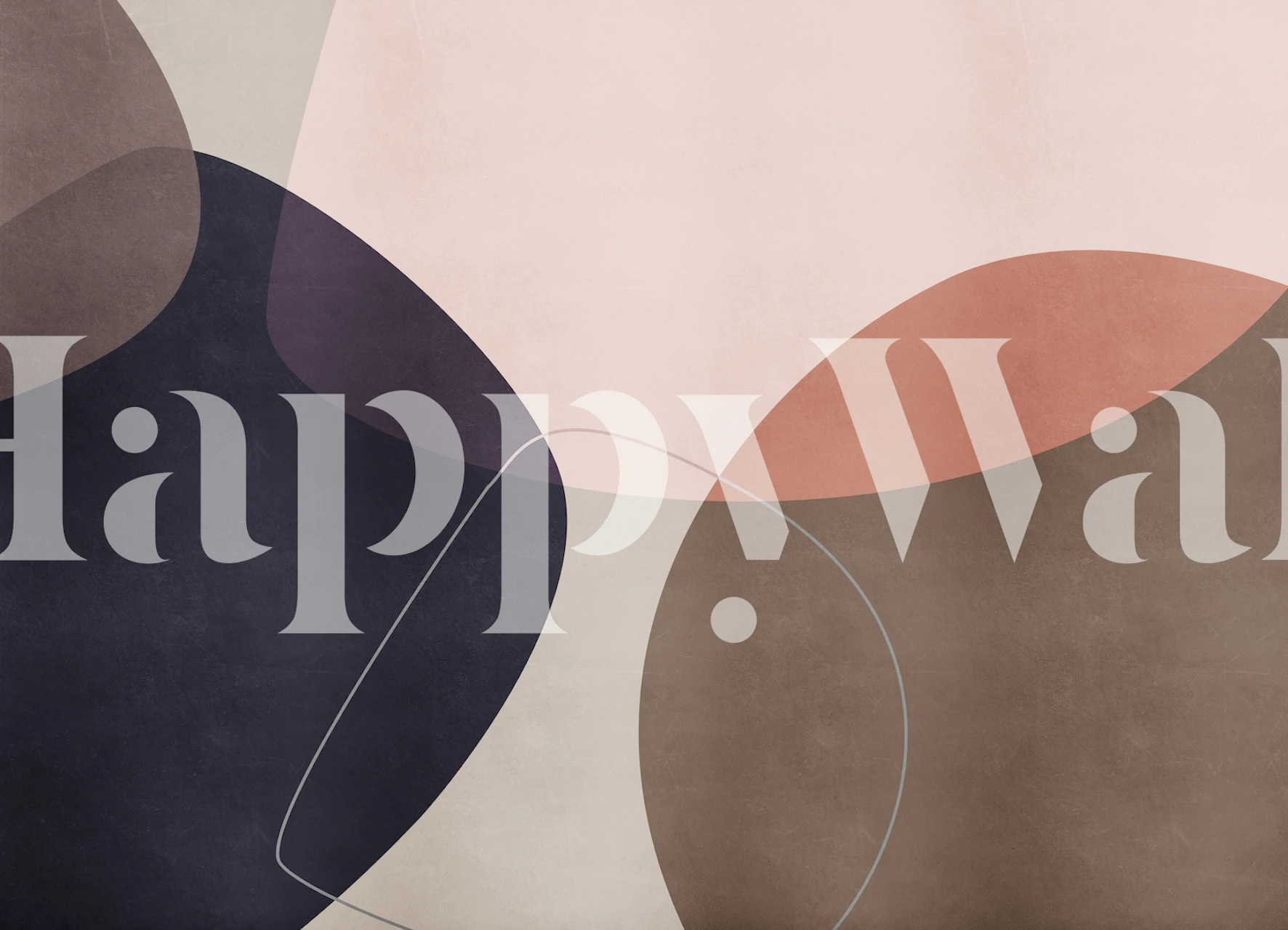 Abstract geometric shapes in pink, brown, navy, and cream wallpaper