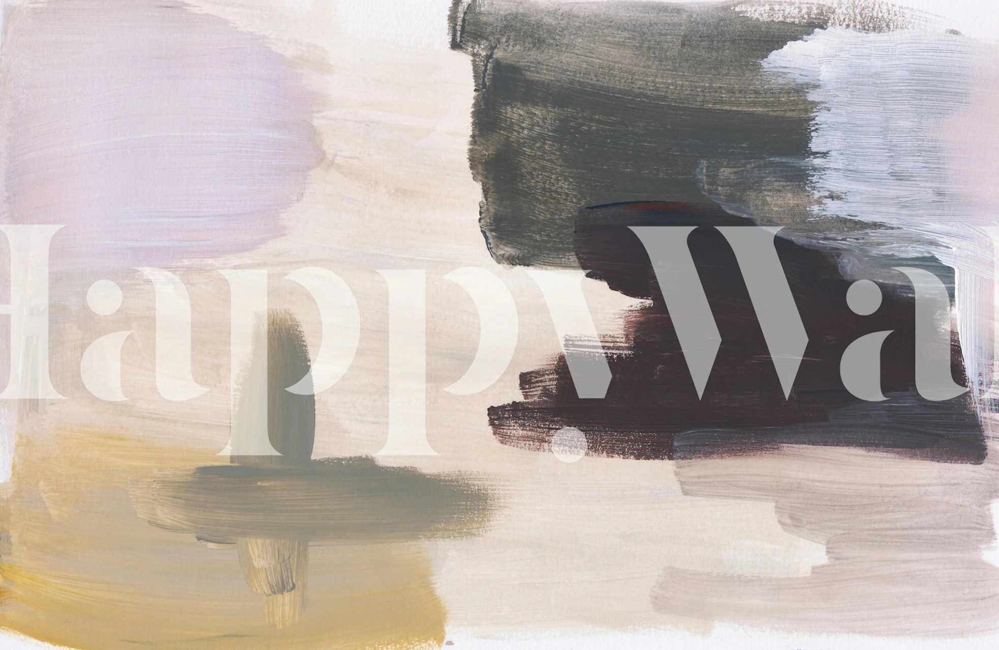 Abstract brush strokes in muted tones, beige, grey, and soft pink. Modern wallpaper.